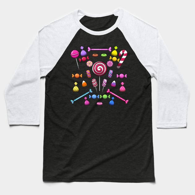 Colorful Hard Candy Baseball T-Shirt by TheMaskedTooner